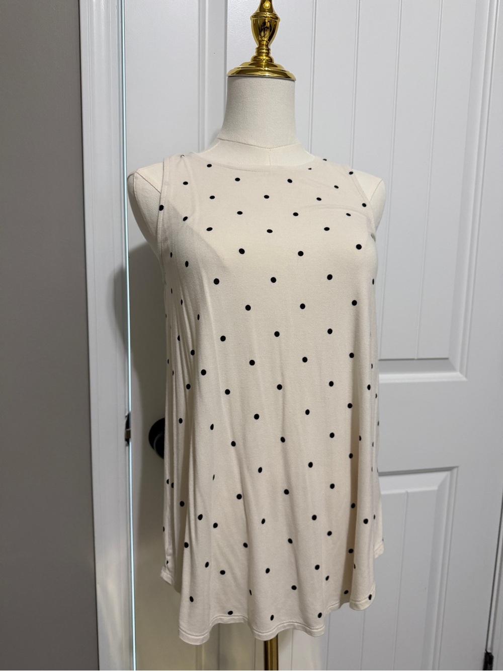 Old Navy Cream Tank with Black Polka Dots